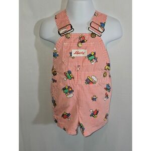 Vintage Liberty Baby Toy Train & Conductor Striped Shortalls 6/9 Months 100% CTN